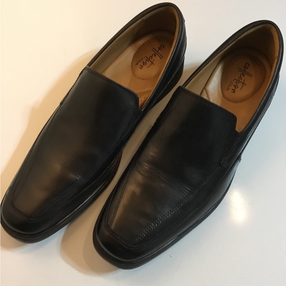 Clarks Collection Men's Black Leather Slip-On Loafers Size 10M- 15770 NWOT